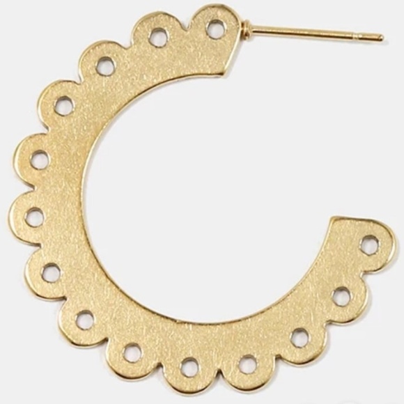 Gold or Silver Scalloped Open Hoop Aztec Earrings - Picture 3 of 6